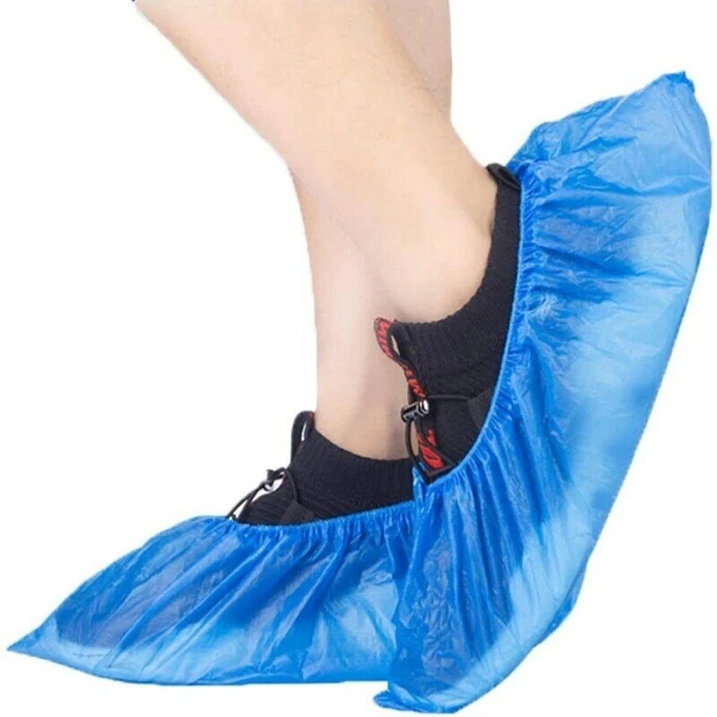2021 novas tampas de sapato descartáveis à prova dwaterproof água overshoes indoor e ao ar livre sapatos dustproof pe botas de plástico manter tapete limpo