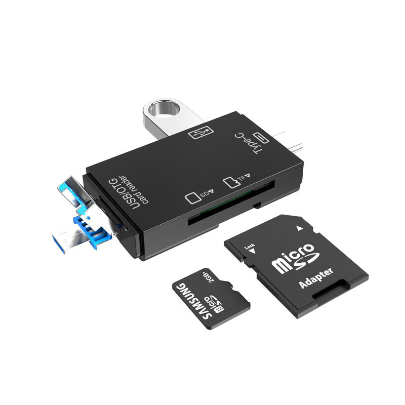 Otg Kaartlezer Adapter 3 In 1 Type C/Usb/Micro Usb Tf Sd Flash Drive Smart Memory kaartlezer Voor Pc Android Uitbreiding Headers