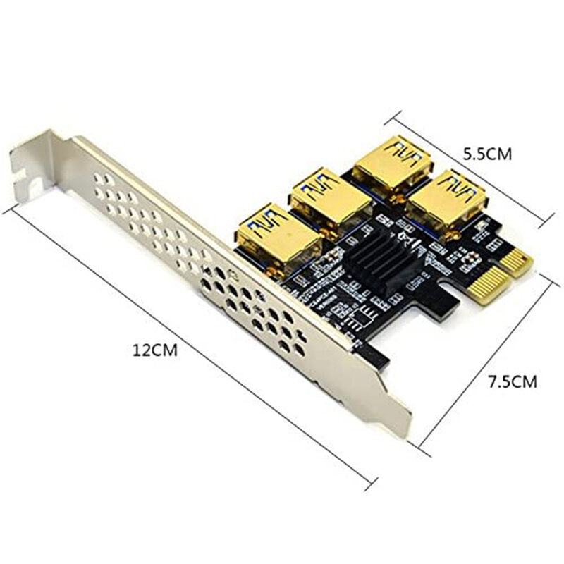 Riser USB 3.0 PCI-E Express 1x to 16x Riser Card Adapter PCIE 1 to 4 Slot PCIe Port Multiplier Card for BTC Bitcoin Miner Mining