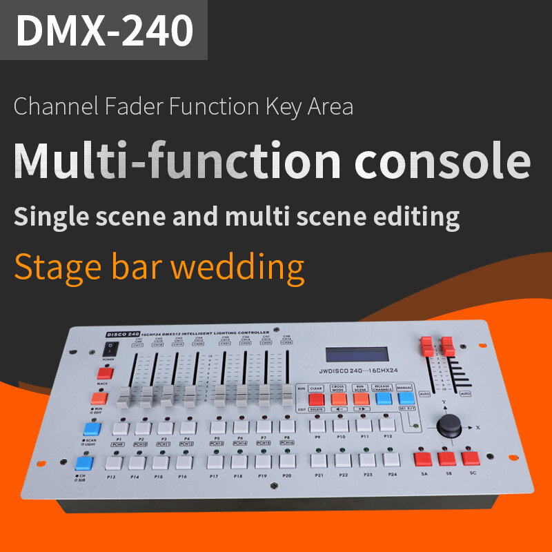 WUZSTA-consola DMX 240 para DJ, controlador adecuado para luz con cabezal móvil, serie de luces Par, equipo de iluminación de escenario