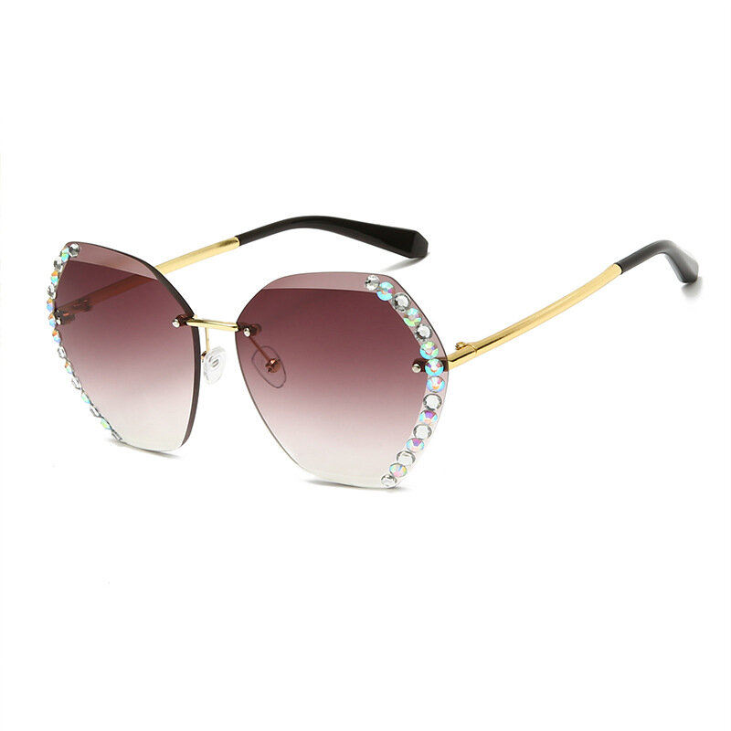 2021 Vintage Runde Sonnenbrille Frauen Männer Mode Randlose Brille Retro Rosa Gradienten Sonnenbrille Frauen UV400 Shades Oculos