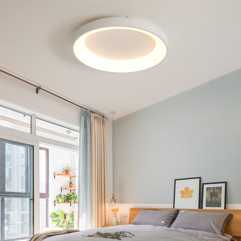 Luminária de teto em led clássica, moderna, para sala de estar, quarto, estudo, corredor, iluminação cinza ou branca, lâmpada regulável com controle remoto
