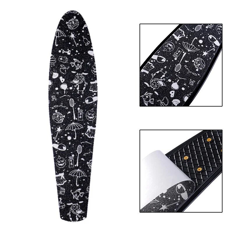 Outdoor Skateboard Sticker Solid/Gedrukt Anti-Slip Waterdichte Lijm Enkele Rocker Schuurpapier Voor Penny Board