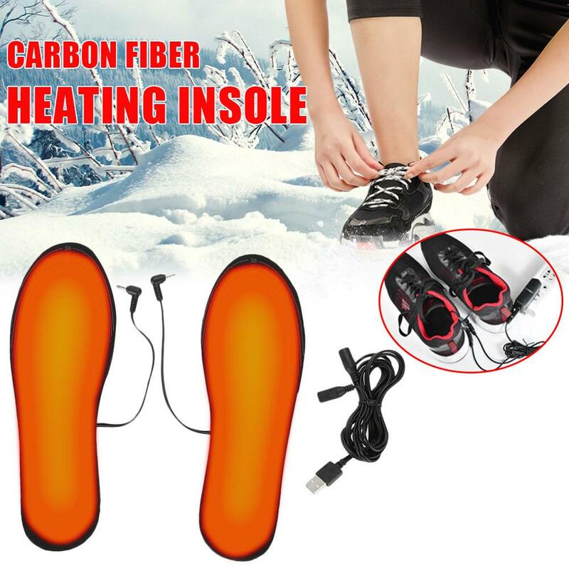 Plantillas cálidas para pies de invierno, insertos para zapatos con calefacción USB, cómodas y suaves, tamaño de corte de pelusa, almohadillas para pies para deportes al aire libre, 1 par