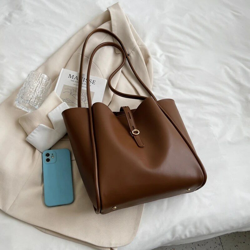 Высококачественная кожаная Вместительная женская сумка YILIAN, модная повседневная универсальная сумка на одно плечо для покупок, новинка 2021 ...