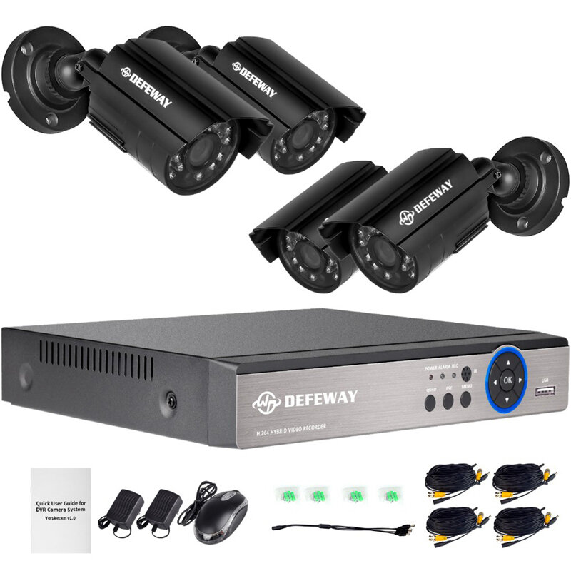 4-канальная система видеонаблюдения с разрешением 720p видеорегистратор 4шт 1200TVL Открытый гидроизоляционный IR камеры CCTV Главная система безо...
