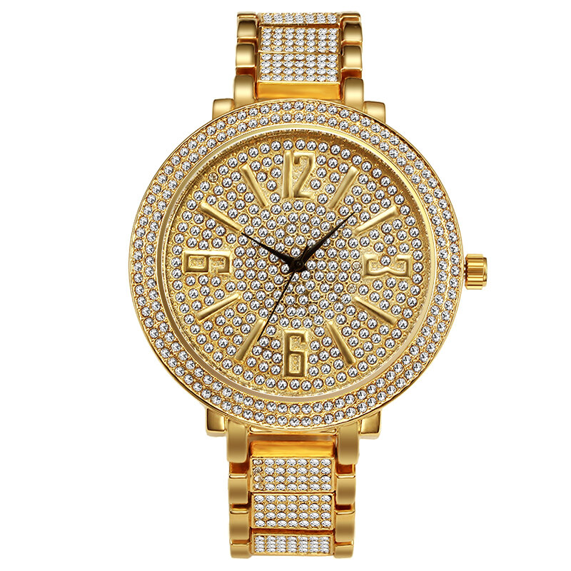 MISSFOX-relojes de esfera grande para mujer, reloj de cuarzo japonés con movimiento de diamante completo, esfera grande, números árabes