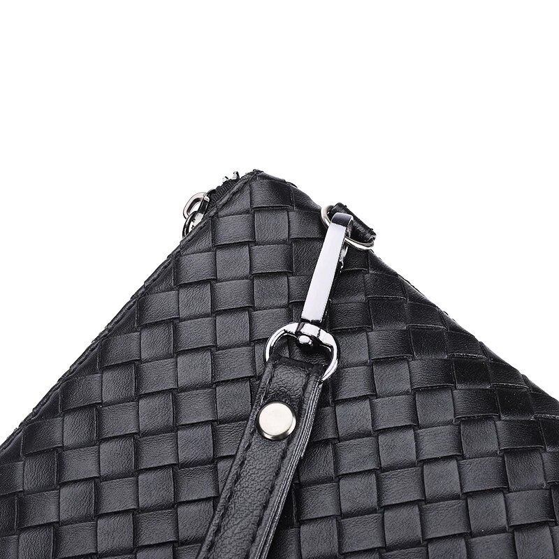 HOMEMAGIC Fashion Leather Men&#39;s Clutch Handbag Brand Woven PU Leather Classic Black Large Capacity Envelope Bag 2021 New Wallet