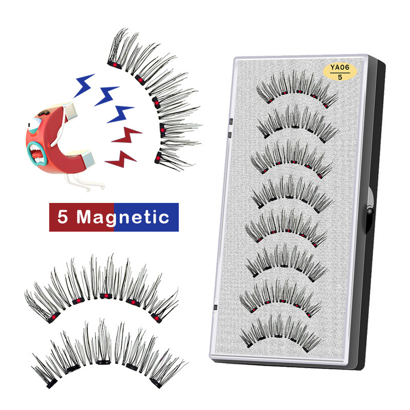 Terlihat 8 Buah 5 Magnet 3D Bulu Mata Magnetik Buatan Tangan Bulu Mata Magnetik Buatan Tangan Dapat Digunakan Kembali Bulu Mata Mink Alami dengan Pinset