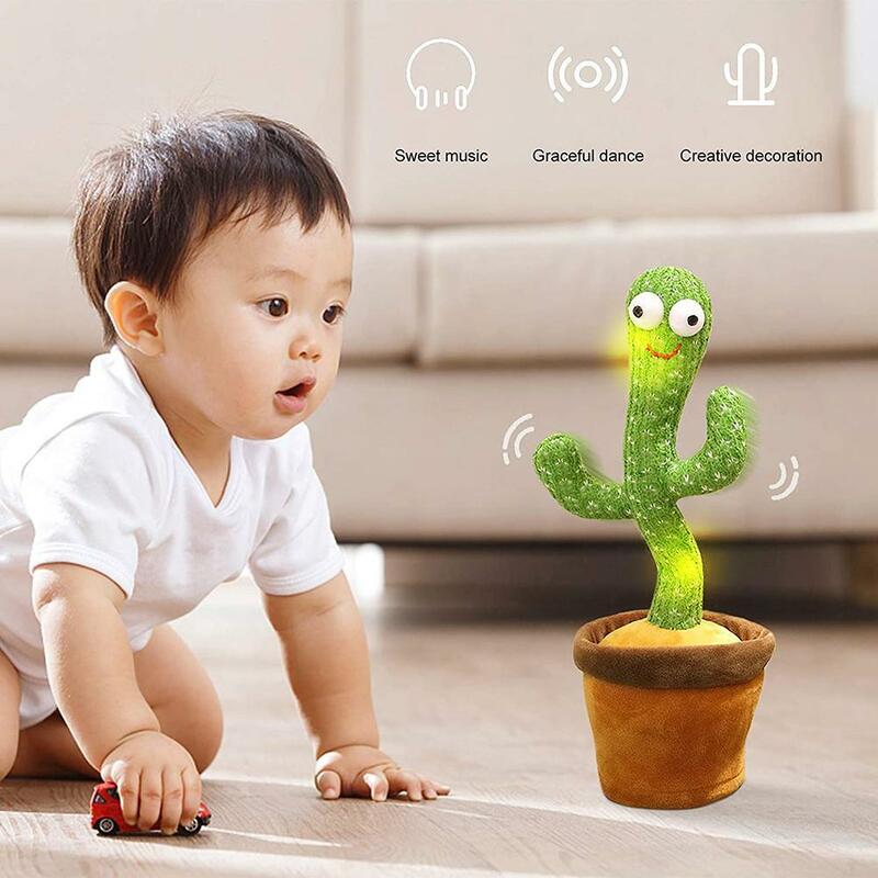 Jouet de danse électronique en peluche, Cactus, secoueur, avec lumière, répétez vos mots, haut-parleur Bluetooth, jouet éducatif pour enfants, décoration de la maison