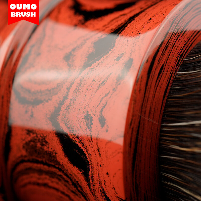 OUMO BRUSH - Carry's collection 'Babel Ebonite China red' 26mm pennello da barba DHL free