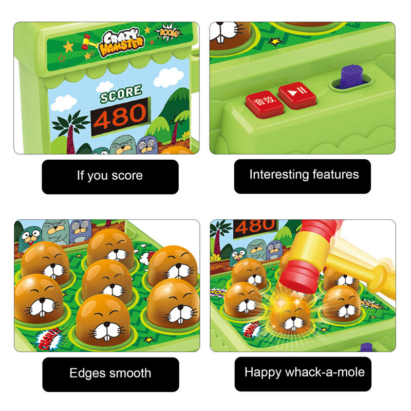 Walat A Mole gra interaktywna walenie zabawka ze światłami dźwięki podnieś mały młotek uderzanie zabawki edukacyjne zabawki do ćwiczeń ręcznych