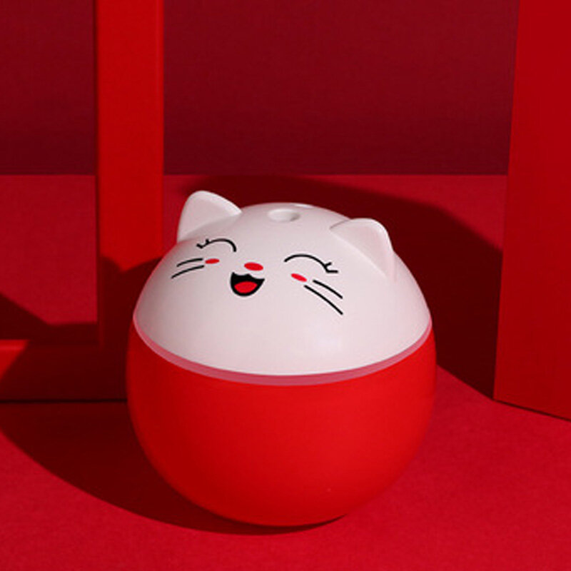 Pelembap Udara Kucing Keberuntungan USB Pembuat Kabut Ultrasonik Lampu Malam Warna-warni Penyebar Aroma Minyak Pembersih Mini Portabel untuk Rumah Mobil