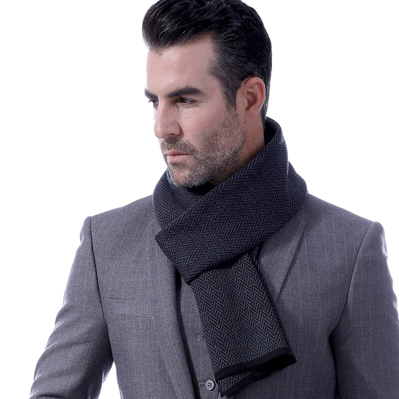 Nowy wełniany business casual męski szalik w jodełkę prezent dla młodych mężczyzn i kobiet