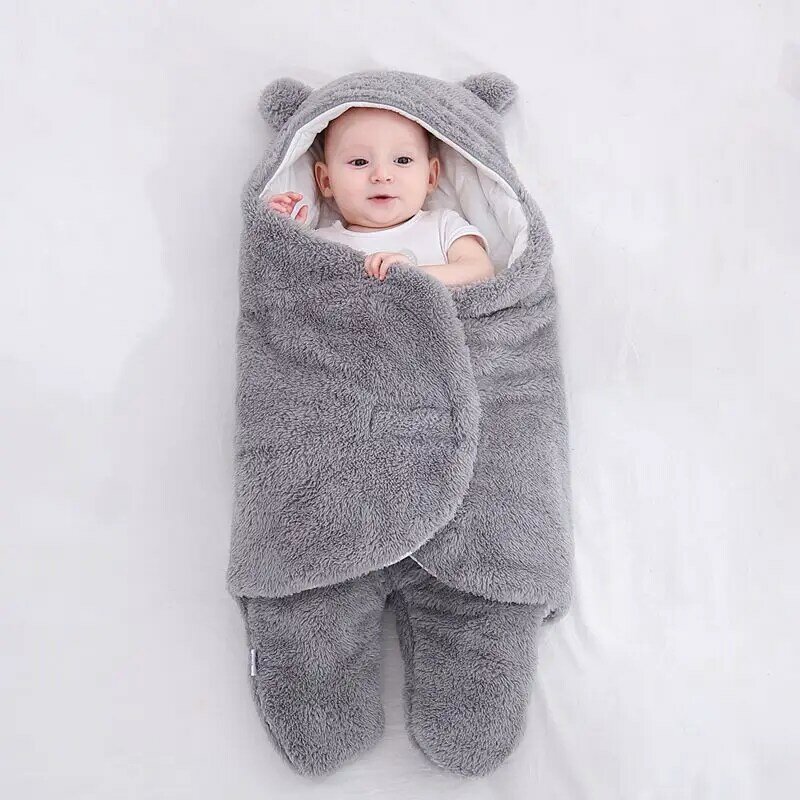 Saco de dormir do bebê recém-nascido cocoon algodão inverno ultra-macio fofo velo sleepsacks 3-6 meses sólido carrinho de bebê saco de dormir