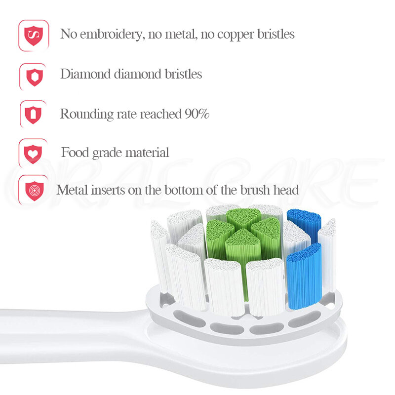 Cabezales de cepillo de dientes reemplazables para Philips Sonicare Flexcare Diamond Clean, Blanco saludable, HX3/6/9, cabezal de cepillo de diamantes blancos brillantes