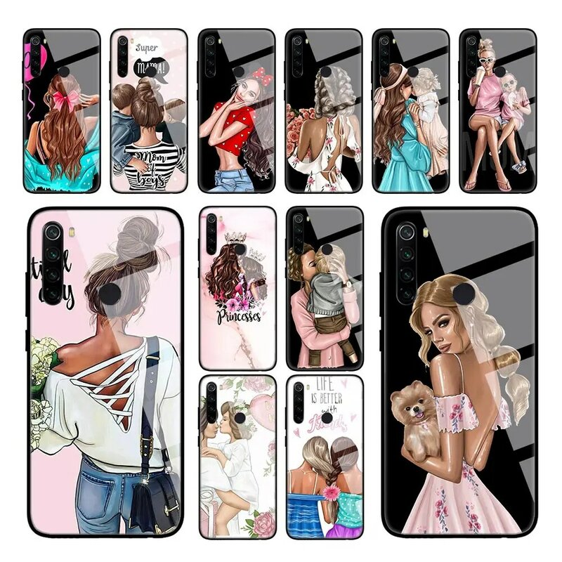 Baby Mouse Mama Mouse Super Mom Girl Case for Xiaomi Redmi Note 9S 8 9 10 Pro Poco X3 NFC K40 Mi 11 Lite 5G Tempered Glass Shell