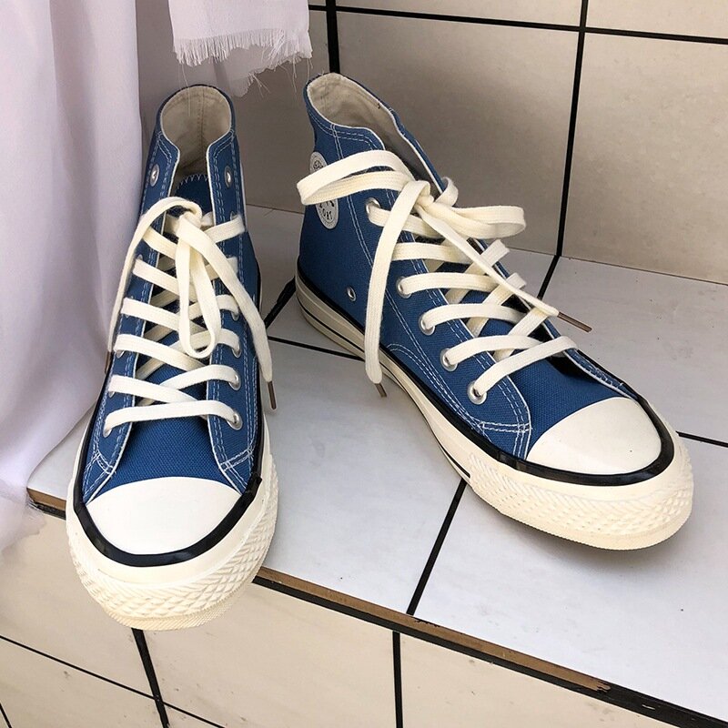 New 1970s Vintage Sneakers Korean-Style Spring Versatile Students High-Top Canvas Shoes Male Couple's Cloth Sneakers