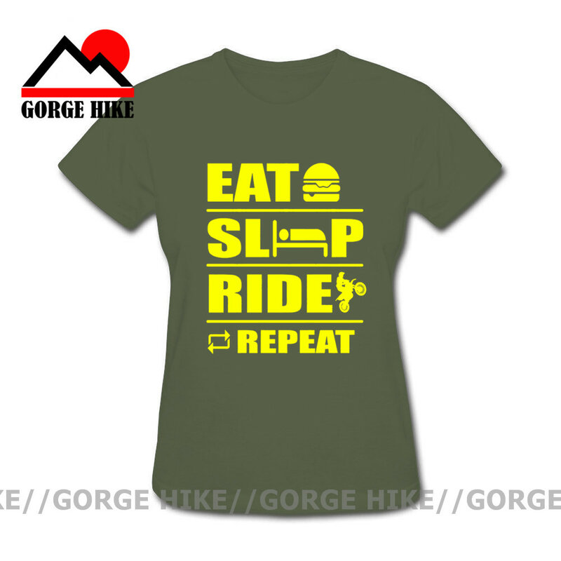 Camiseta de motociclista para mujer, camisa divertida de broma, Eat Sleep Ride, Repeat, Motobikers, Never take helmets off, Dirt Bike Rider