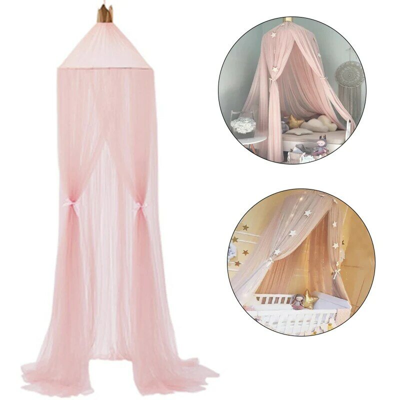 1pc Hanging Fairy Princess Mosquito Net Crown Round Screen Canopy Insect Bed Voile Garden Camping Anti-Mosquito Kids Room Decor