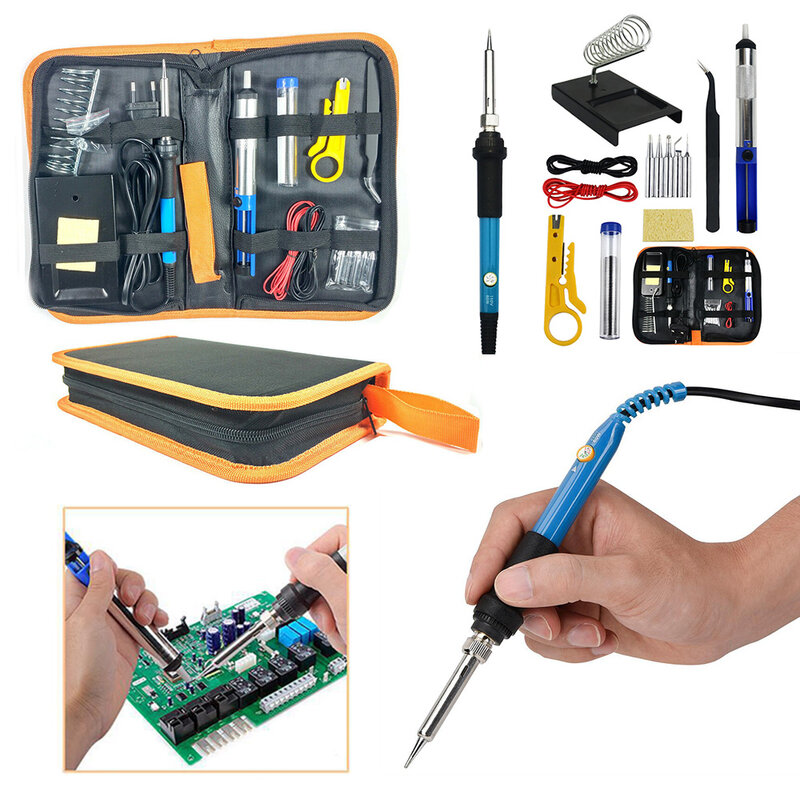 Kit de ferro de solda elétrica temperatura ajustável lcd ferramentas de solda elétrica ferro de solda kit 15 conjuntos