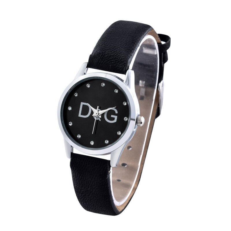 Kobiet zegarka-Reloj de pulsera de cuero con diamantes de imitación para Mujer, de cuarzo, informal, regalo