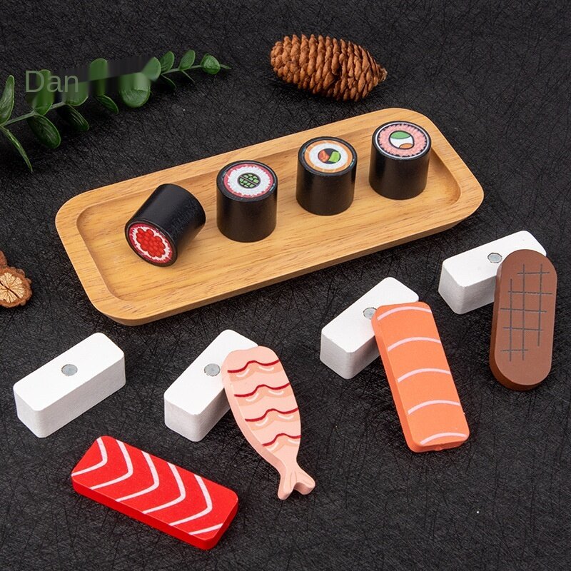 Pendidikan Awal Anak-anak Mainan Rumah Bermain Simulasi Kayu Mainan Sushi Kreatif Makanan Lucu Mainan Dapur Dekorasi Rumah LC041