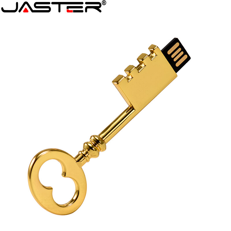 Jaster 2.0 pendrive usb 64gb, dispositivo de armazenamento de metal dourado 16gb 8gb