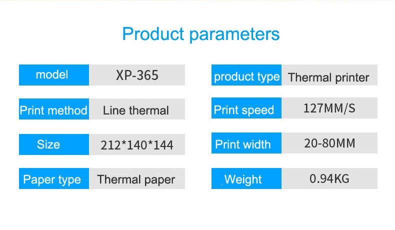 2023 Xprinter XP-365B termiczna drukarka etykiet kodów kreskowych termiczna drukarka POS drukarka paragonowa USB/Bluetooth/Port sieci Ethernet na zakupy