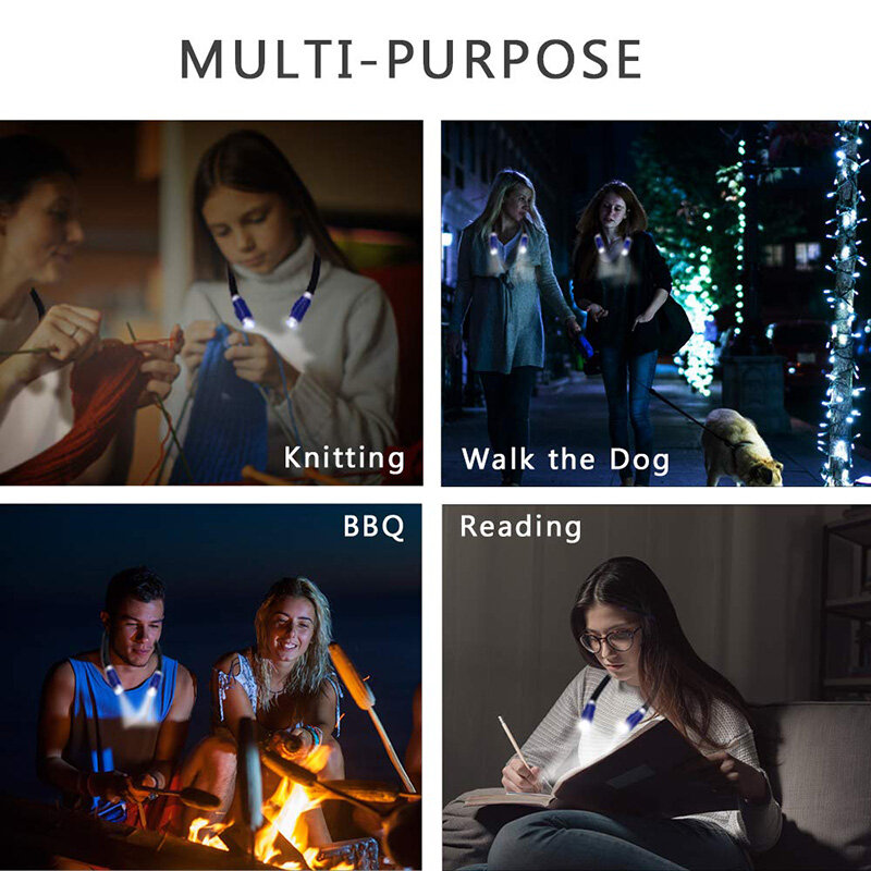 Luz Flexible de cuello para libros, lámpara de lectura con 4LED, 3 modos, linterna portátil de silicona suave para acampar al aire libre, luces nocturnas