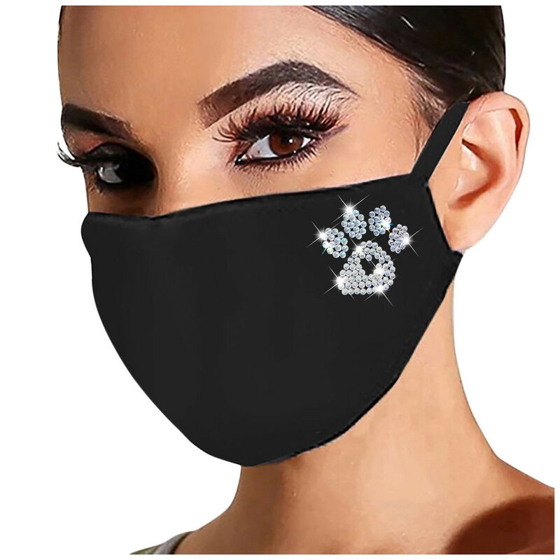 New Trendy Shiny Black Crystal Face Mask For Women Vintage Popular Heart Rhinestone Luxury Mask Party Nightclub Jewelry Gift