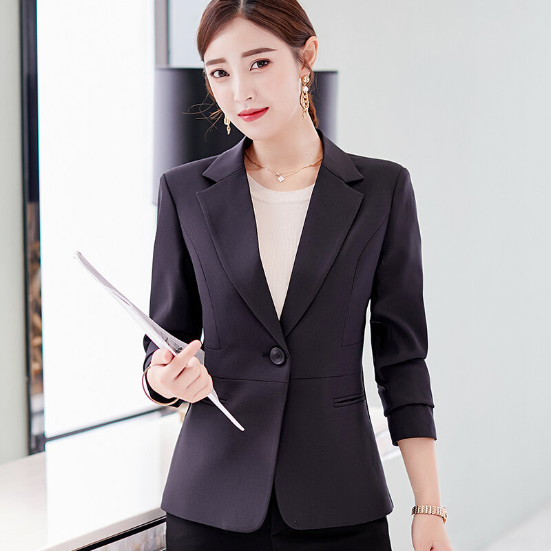 2020 nueva moda Primavera Verano coreano tamaño grande de traje de corte Slim de las mujeres ocasionales sólido Tops traje Casual de manga larga chaquetas 29G
