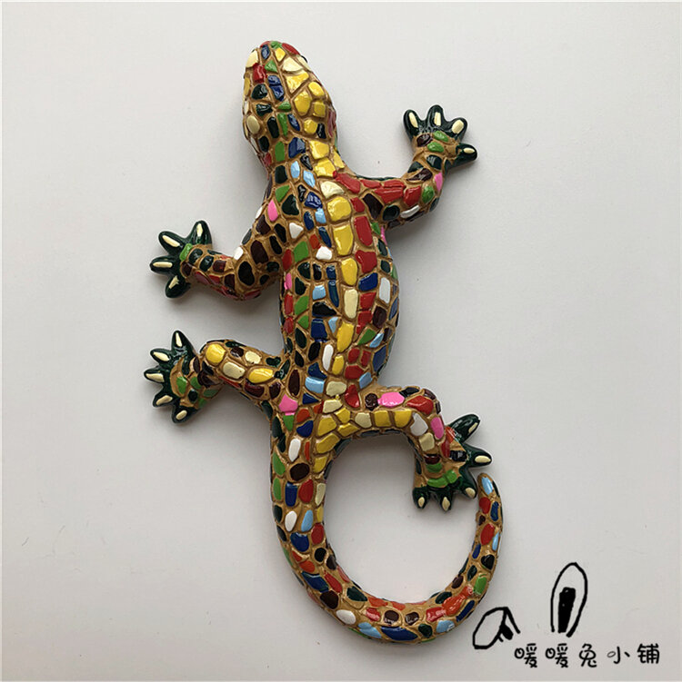 Spanien Reise Mosaik Gecko Eidechse Harz Kühlschrank Magnet