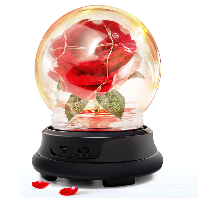 LED زجاج قبة للأبد ارتفع الورد الأحمر عيد الحب عيد الأم هدية رومانسية خاصة للأصدقاء الورود