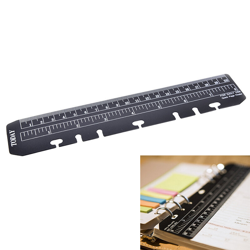 Black A5 A6 A76 Holes Drawing Supplies Binder Notebook Inner Rulers Spiral Planner Accessories Ruler Office School StationeryAA