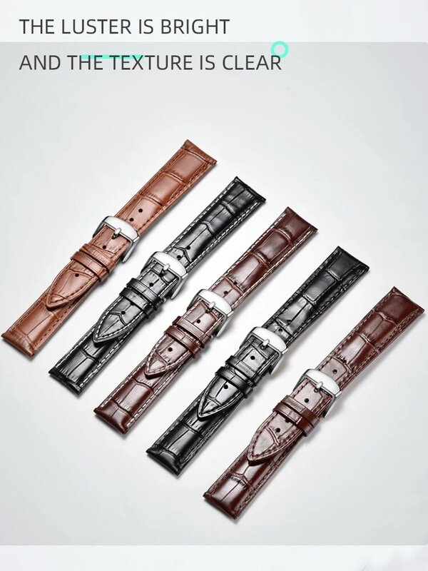 STJ – bracelet de montre en cuir de veau pour homme et femme, accessoire pour Tissot Seiko, 18mm, 19mm, 20mm, 21mm, 22mm, 24mm