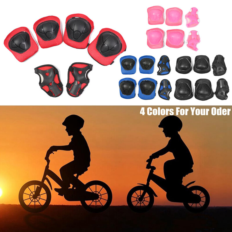 6pcs/set Kids Children Outdoor Sports Protective Gear Knee Elbow Pads Riding Wrist Guards Roller Skating Safety Protection