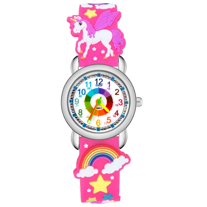 Moda zegarki Cartoon kolor numery styl dzieci dzieci Student dziewczyny kwarcowy 3D silikonowy zegar JP23