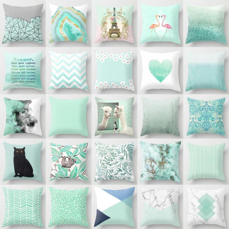 Fodere per cuscini moda verde menta blu cuscini per cuscini geometrici nordici moderni copridivano cuscini decorativi per soggiorno