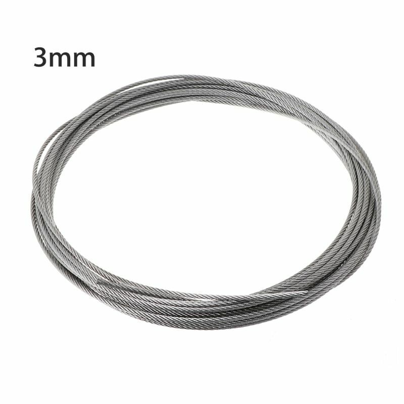 Câble de levage de pêche en acier inoxydable 304, corde à linge souple de 10m, 7x7, 0.5mm/ 0.8mm/1mm/1.2mm/1.5mm/2mm/2.5mm/3mm