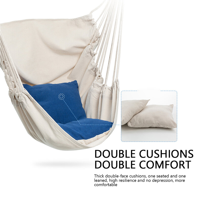 해먹 스윙 의자 두꺼운 매달린 스윙 의자 휴대용 휴식 캔버스 스윙 야외 여행 캠핑 휴대용 게으른 의자