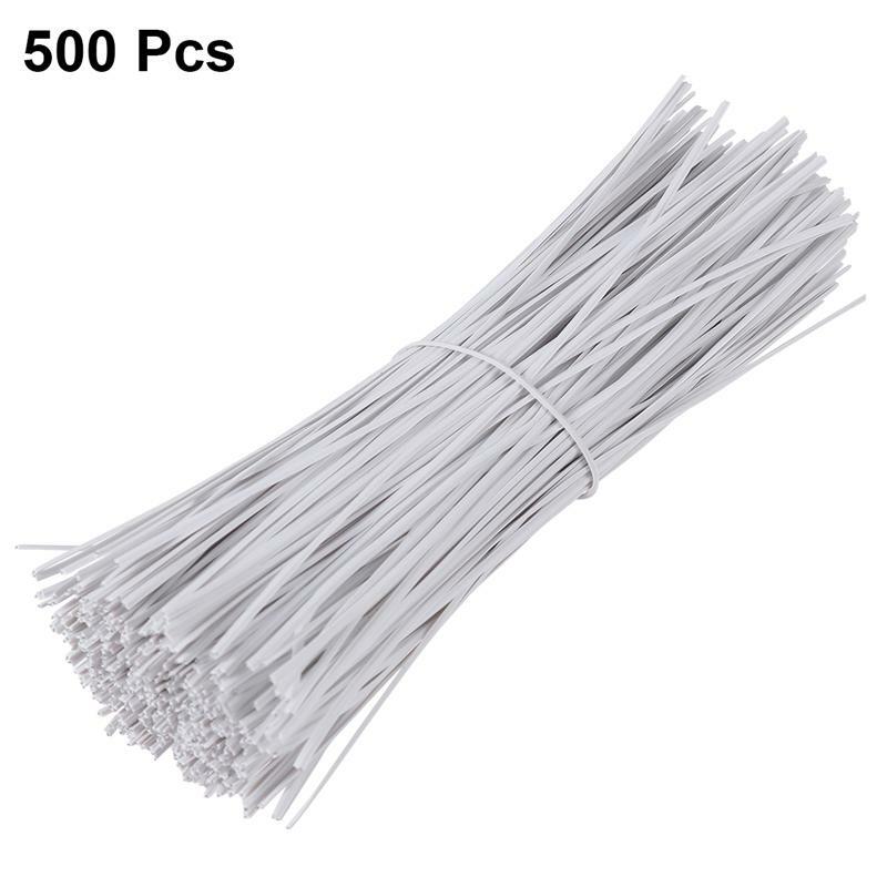 500pcs 15cm Plastic Coated Iron Wire Twist Ties Cable Wrap Organizer Ties (White)