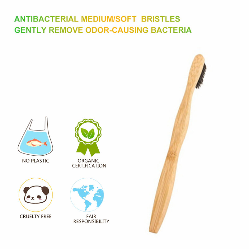12Pack Bamboo Toothbrush Biodegradable Soft Bristle Toothbrush Wood Teeth Brush Mix Color Bamboo Handle Eco-friendly Oral Care