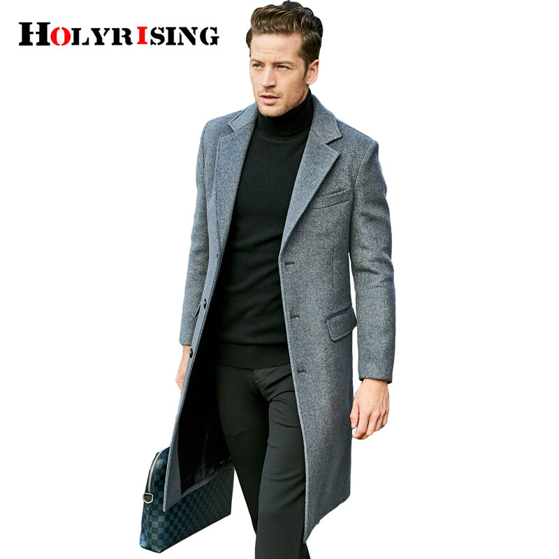 2020 sobre o joelho longo moda masculina fino casaco de lã de luxo negócio cavalheiro pea casaco masculino trench coat 19454