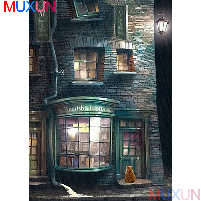 MUXUN Diy 5d ภาพวาดเพชร House เพชรฝังโคมไฟ Handmade เพชรชุดปักครอสติสชุดเย็บปักถักร้อยเพชร Handmade ของขวัญ