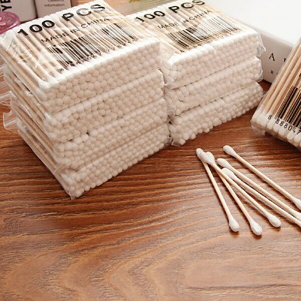 Cotonetes de algodão descartável, cotonetes descartáveis para limpeza de orelha, varas de madeira, ferramentas para maquiagem, absorventes de saúde, 800