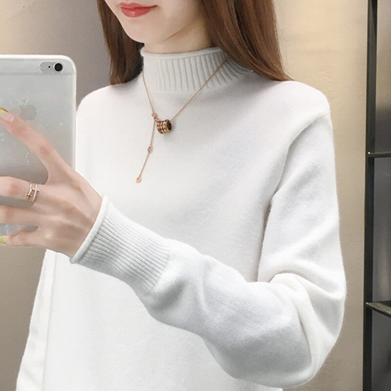 2023 Spring Women's Sweater New Half Turtleneck  Solid Color   Bottoming Shirt Ropa Mujer