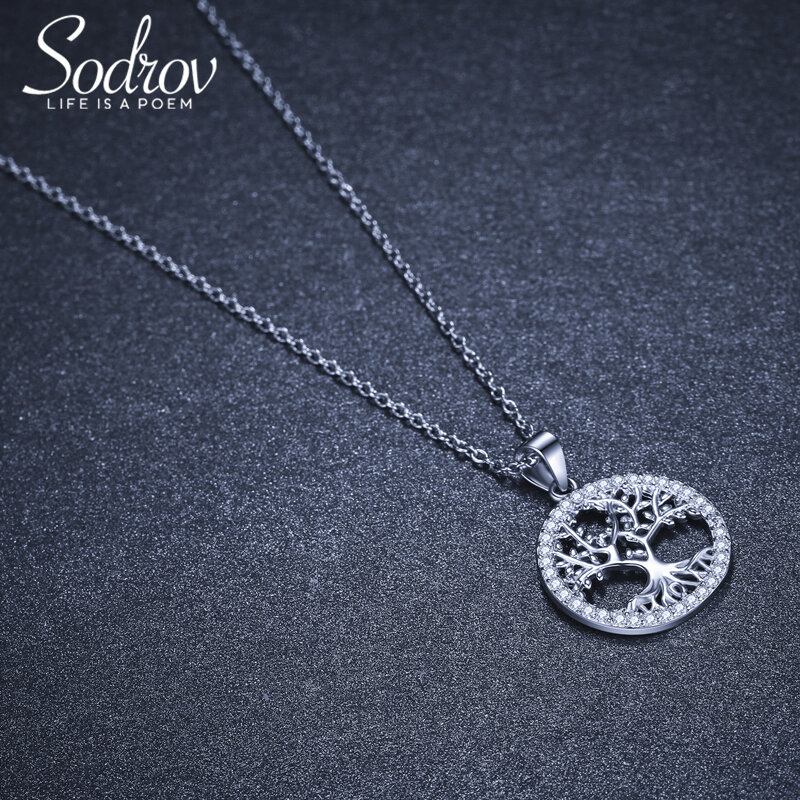 Sodrov-قلادة شجرة الحياة الفضية للنساء ، الفضة 925 ، المجوهرات الفضية ، قلادة شجرة الحظ ، 925