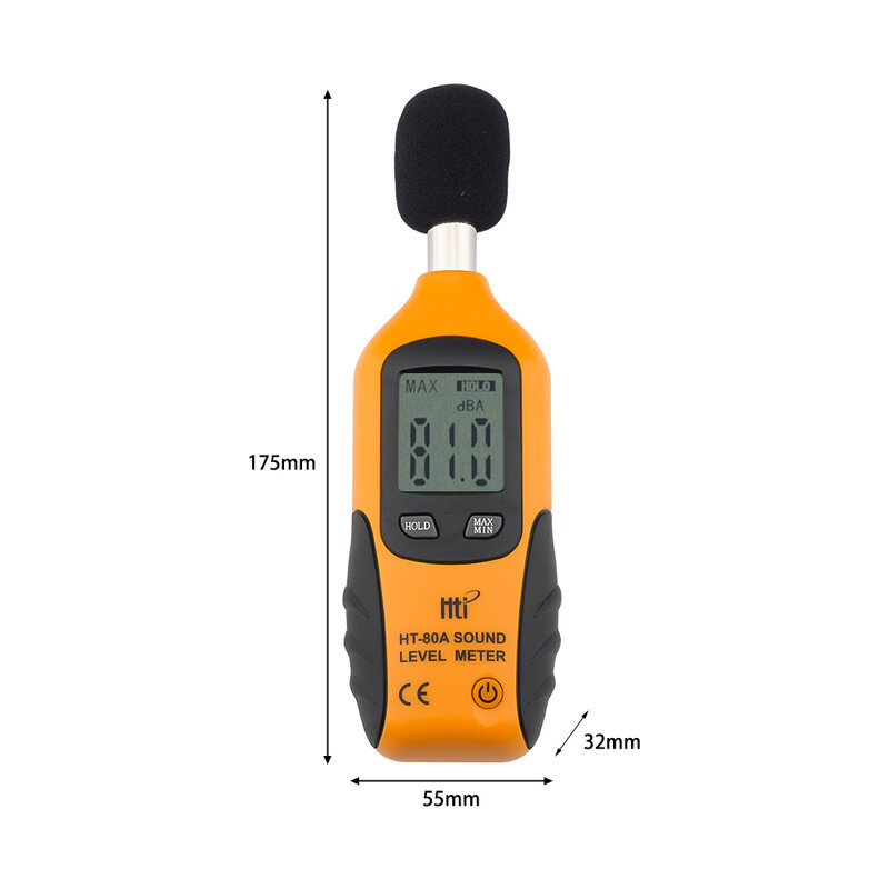 Medidor de ruido de nivel de sonido Digital HD 30-130dB, Detector de decibelios, probador de Audio, herramienta de diagnóstico, Sensor inteligente, HT-80A