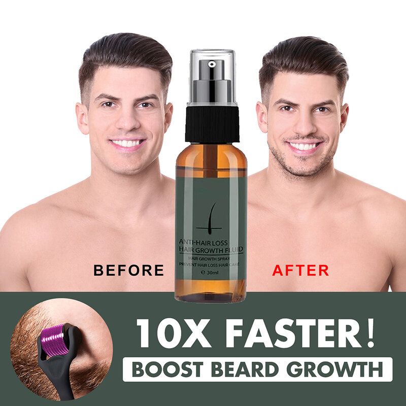 Juego de pulverizador Natural para el crecimiento de la barba para hombre, Spray hidratante nutritivo y cuidado de la barba, potenciador de crecimiento rápido, mantenimiento